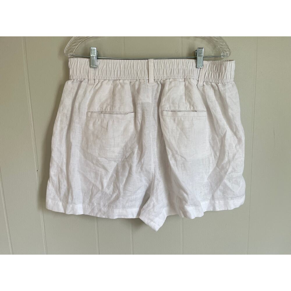 Madewell 100% Linen White Neale Shorts 12 Preppy Lagenlook Coastal Grandmother - Picture 15 of 16